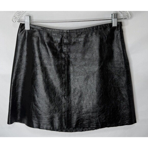 Y2K Vintage Esprit Black Leather Mini Skirt S Fully Lined 28" Waist Iconic - Picture 1 of 11